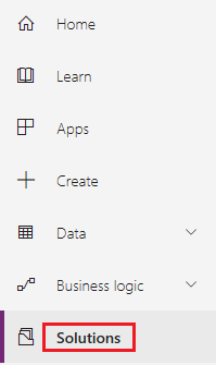 Solutions option in the left navigation bar Solutions option in the left navigation bar.