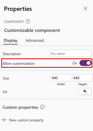 Option to allow customization to this component when being used by an app.