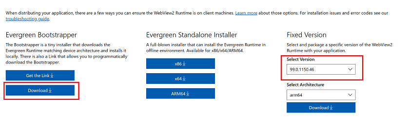 Download WebView2 Download WebView2 Runtime.