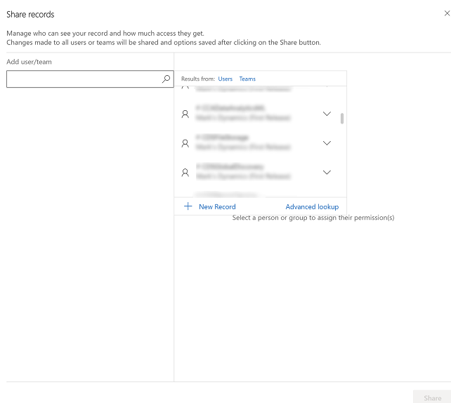 Select add user or team in the lookup Select add user or team in the lookup.