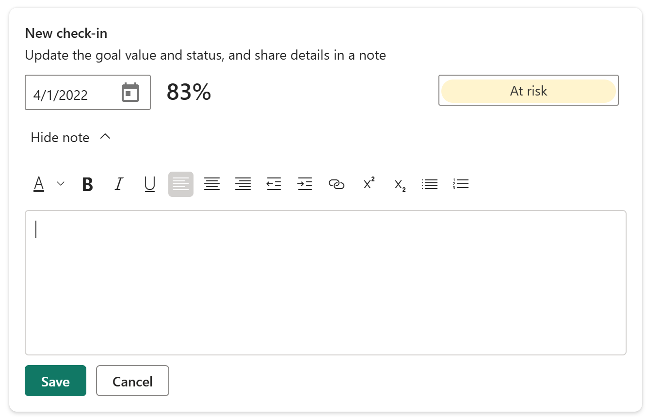 Screenshot of Check-in for a connected goal.