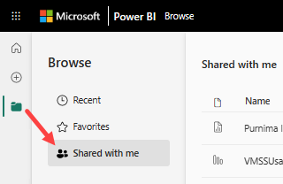 Screenshot of the Shared with me item in the Browse menu.