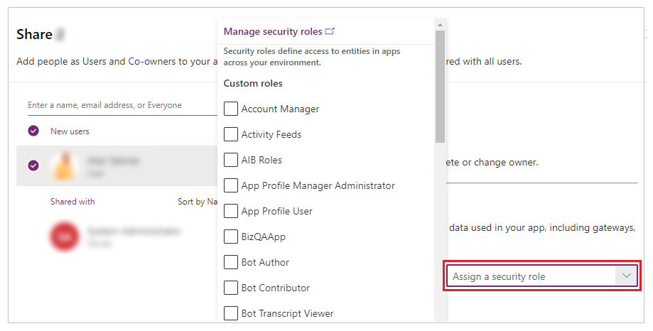 Security role list Security role list.