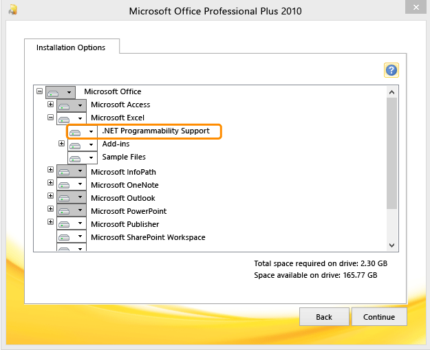 ALM_EM_NetProgSupport Install .NET Programmability Support option