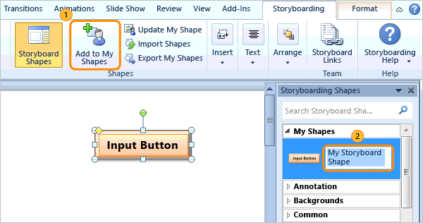 ALM_SB_SHP_AddToMyShapes Save a custom shape to MyShapes category