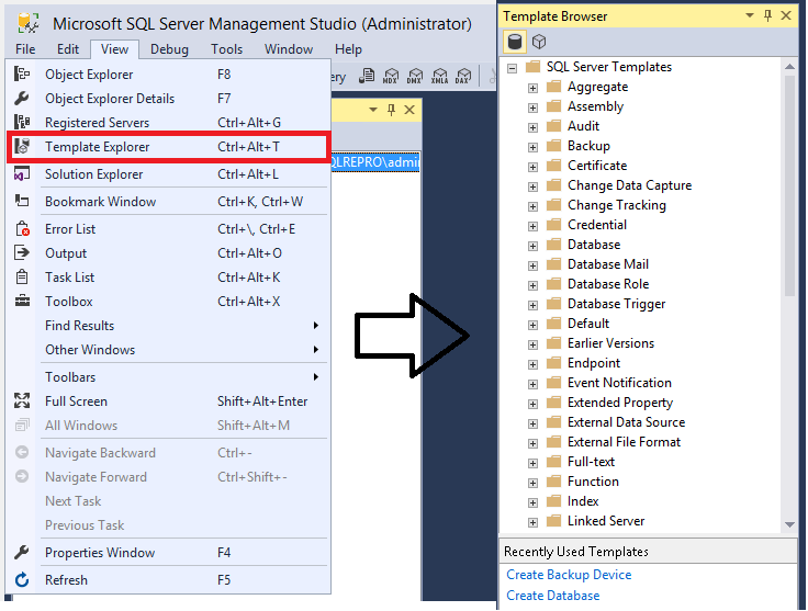 Screenshot of Open Template Browser.