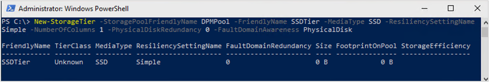 Screenshot of create SSD tier.