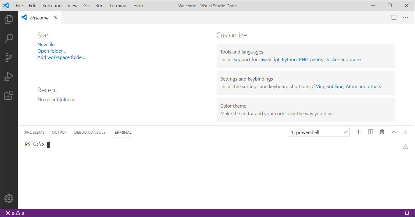 Screenshot of the Terminal prompt in Visual Studio Code.