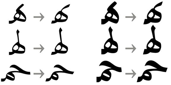 Traditional Arabic improved glyph shapes