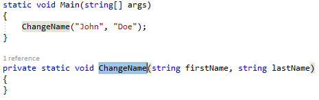 Screenshot of Highlighted code C#.