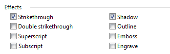 screen shot of check boxes only