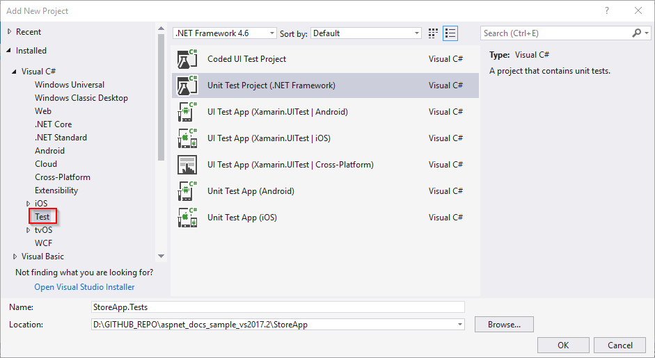 agregar proyecto de prueba unitaria