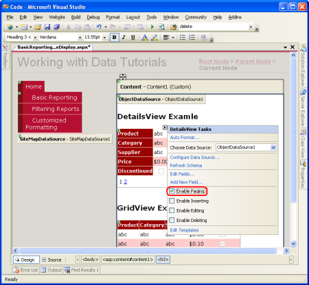 Habilitar paginación en el control DetailsView