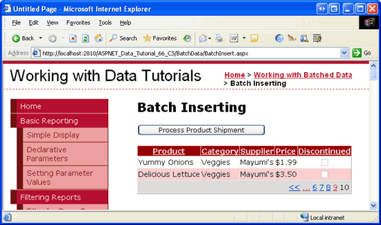 Los nuevos productos se pueden encontrar en la última página de GridView