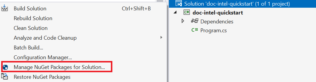 Captura de pantalla de la ventana de selección de paquete preliminar de NuGet en Visual Studio.