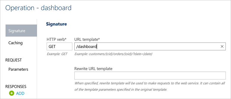 Captura de pantalla que muestra una nueva operación de panel que se configura en Azure Portal.