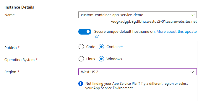 Captura de pantalla que muestra la sección Detalles de la instancia donde se proporciona un nombre para la máquina virtual y se selecciona su región, imagen y tamaño.