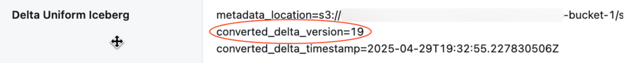 Comprobación de la versión de metadatos de tabla más reciente