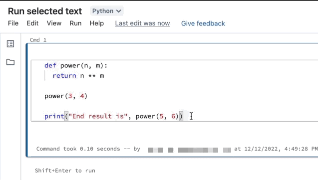 ejecutar líneas seleccionadas