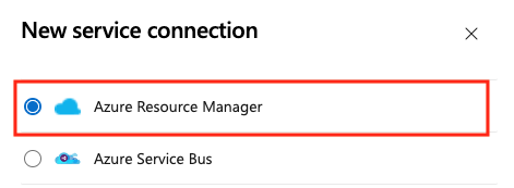 Captura de pantalla que muestra la selección de Azure Resource Manager.