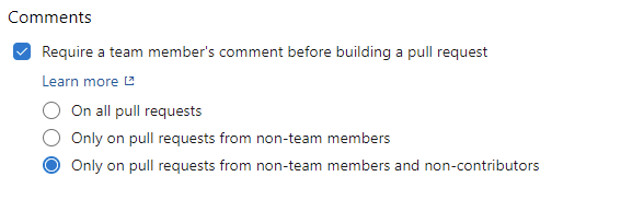 Requerir un comentario de un miembro del equipo antes de crear un pull request
