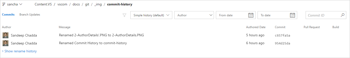 Mostrar el nombre de los archivos o el historial de carpetas
