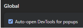 Captura de pantalla que muestra la marca de verificación para la configuración global.