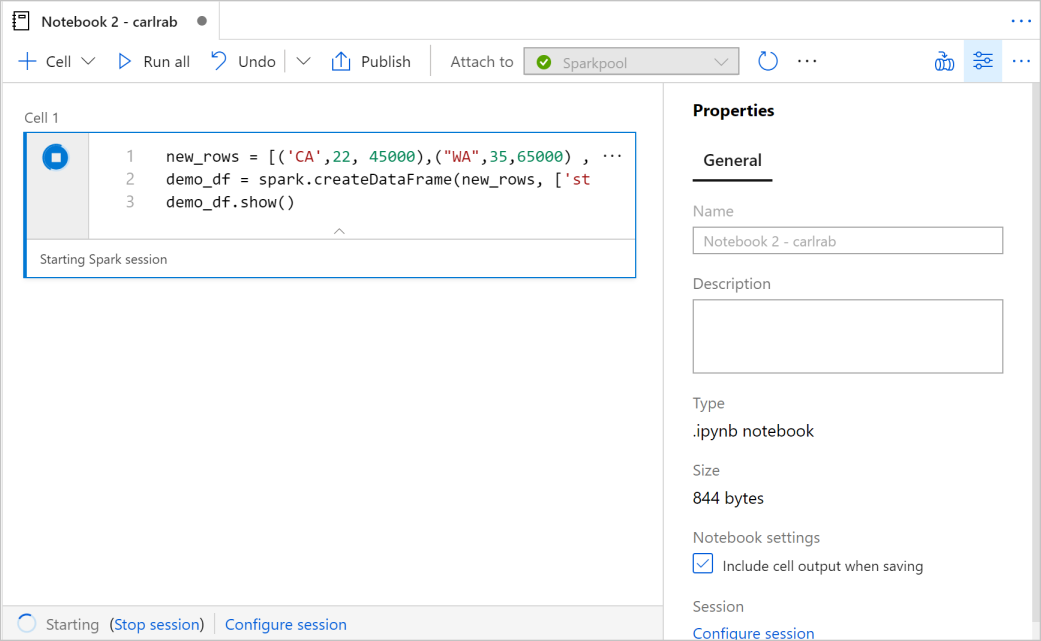 Creación de un objeto de marco de datos