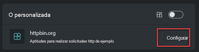 Captura de pantalla que muestra la opción para configurar