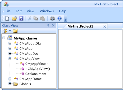 MyApp como se representa en CMFCVisualManagerOffice2007.