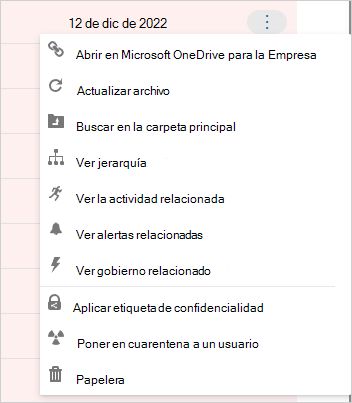 Captura de pantalla de la opción de menú contextual para aplicar una etiqueta de confidencialidad a un archivo.