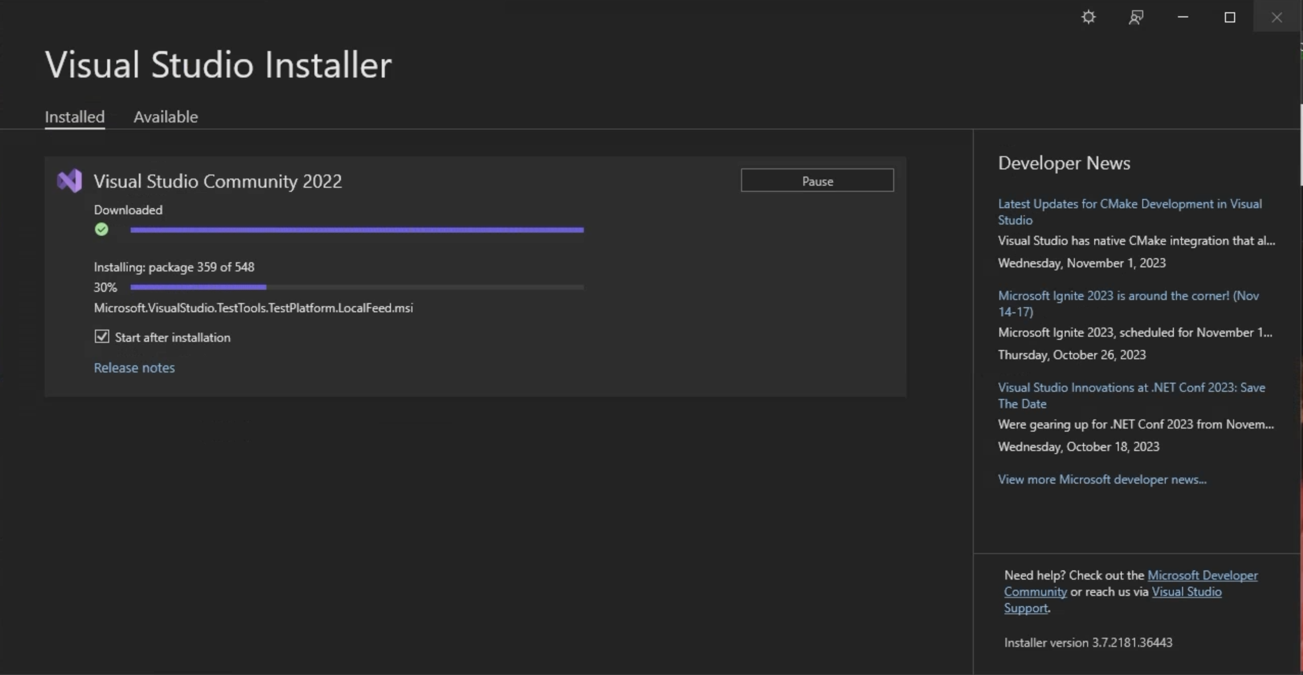 Instalador en ejecución