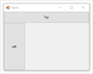 Formulario de Windows con botones anclados a la izquierda y arriba, siendo los botones de arriba más grandes.