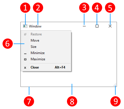 Captura de pantalla que muestra partes de una ventana de WPF.