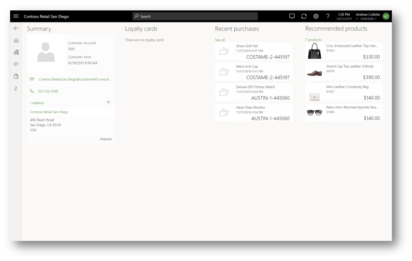 Captura de pantalla de la lista Recomendado para el cliente en el PDV
