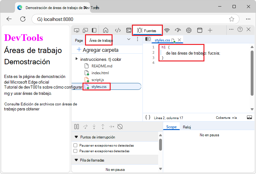 Ver styles.css en un editor de texto