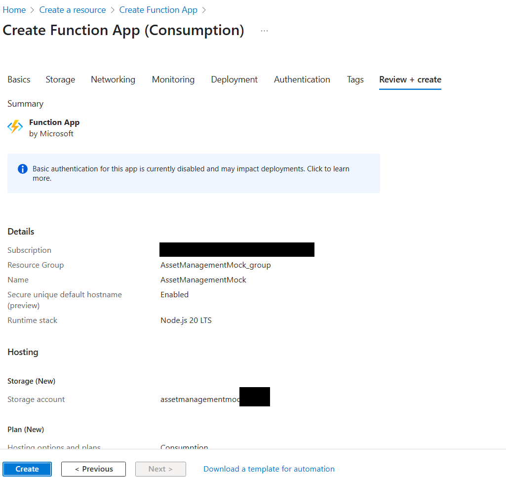 Creación de una función en Azure