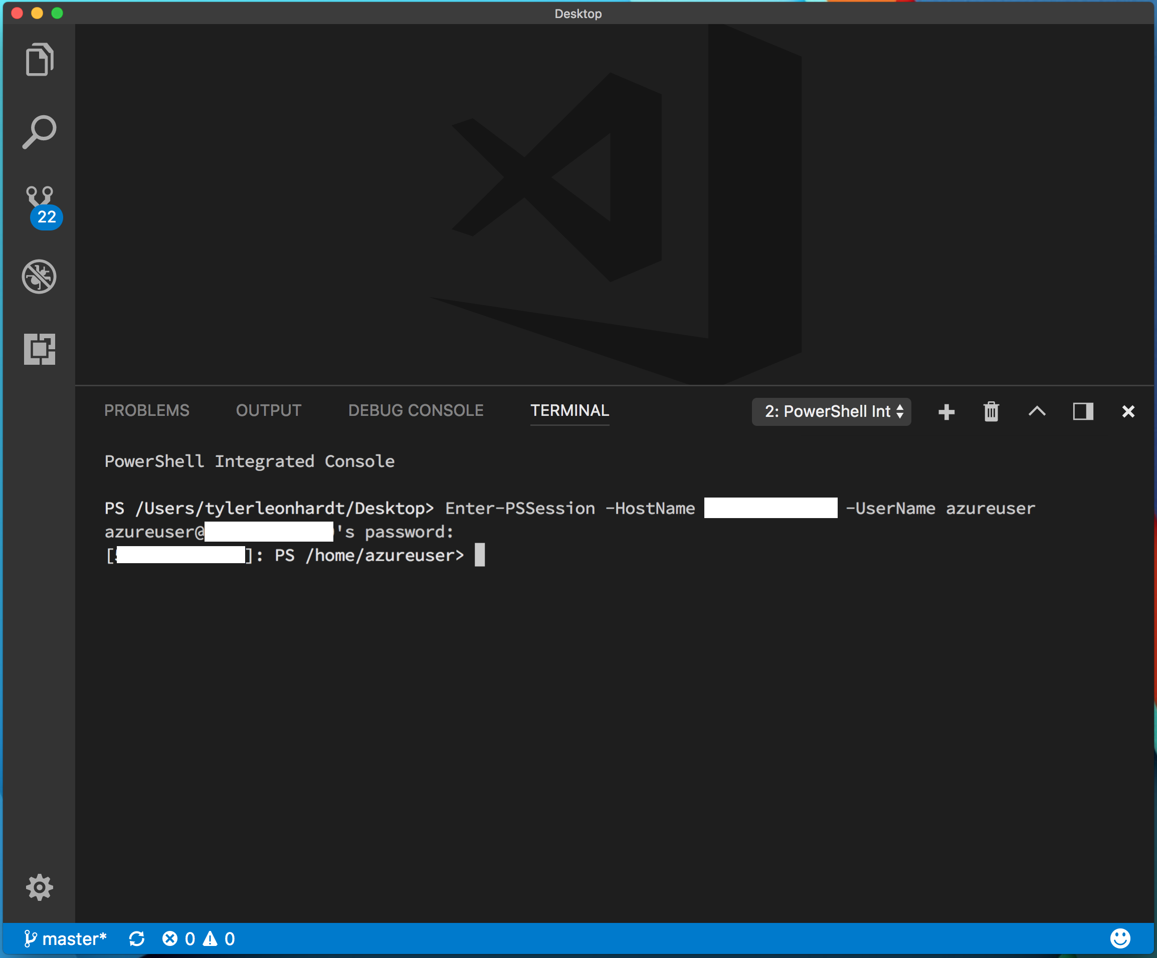 llamada a Enter-PSSession para conectarse a una sesión remota