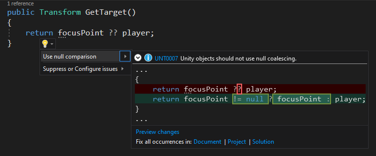 Captura de pantalla de la comparación de cadenas de refactorización de Visual&nbsp;Studio con CompareTag.