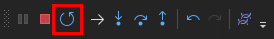 Captura de pantalla del botón Reiniciar de la barra de herramientas de depuración de Visual Studio 2022.