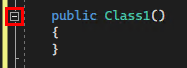 Captura de pantalla del botón para contraer el esquema en la barra de herramientas del Editor de texto de Visual Studio 2022.