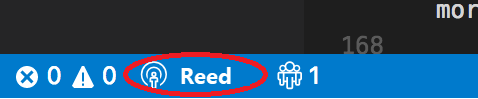 Screenshot que muestra el botón de estado de sesión de Visual Studio Code.