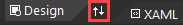 Captura de pantalla que muestra el botón de intercambio de paneles en el Diseñador XAML.