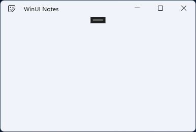 La ventana vacía de la aplicación Notas de WinUI con el icono y el nombre de la aplicación en la barra de título.