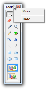 captura de pantalla del cuadro de herramientas con 