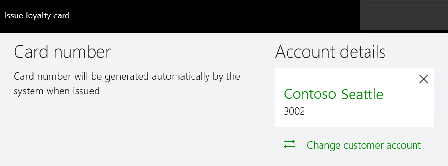 Näyttökuvassa näkyy uskollisuuskortin numeron automaattinen muodostaminen.