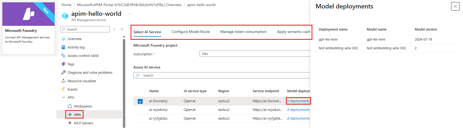 Screenshot dell'importazione del modello Foundry di Microsoft nel portale di Azure.