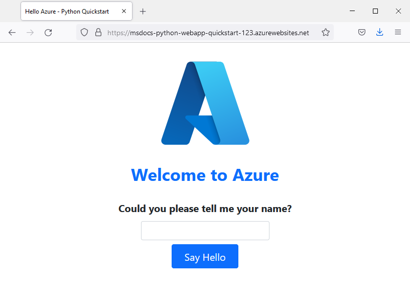 Screenshot dell’applicazione in esecuzione in Azure