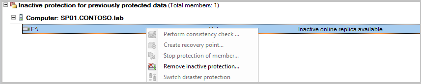 Screenshot che mostra la rimozione della protezione inattiva.