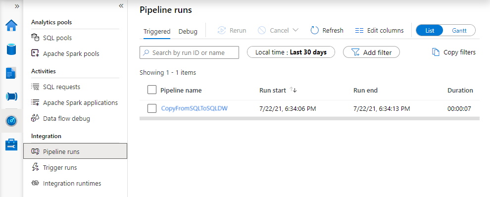 Monitorare le esecuzioni di pipeline